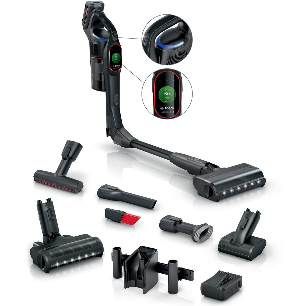 Bosch Unlimited 10, 2-in-1-Stabstaubsauger, Beutellos, Schwarz, 0,4 l, Trocken, HEPA