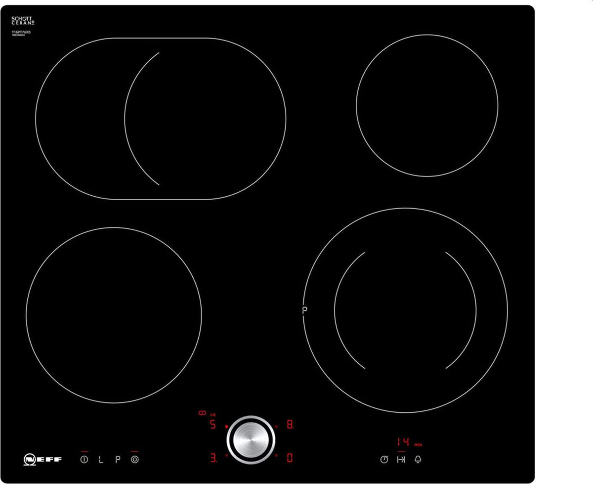 Neff T16PT76X0, Schwarz, Integriert, 60 cm, Keramik, Glaskeramik, 4 Zone(n)