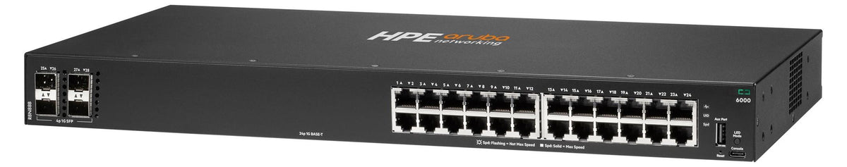 HPE Aruba Networking CX 6000 24p 10M/100M/1G 4p SFP 1G Switch, Managed, L3, Gigabit Ethernet (10/100/1000), Rack-Einbau, 1U