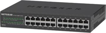NETGEAR GS324, Unmanaged, Gigabit Ethernet (10/100/1000), Rack-Einbau, Wandmontage