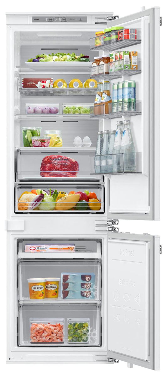 Samsung 264 ℓ Einbau Kühl-/Gefrierkombination mit Twin Cooling+ und AI Energy Mode, 264 l, NoFrost-Funktion (Kühleinheit), SN-ST, 6 kg/24h, D, Weiß
