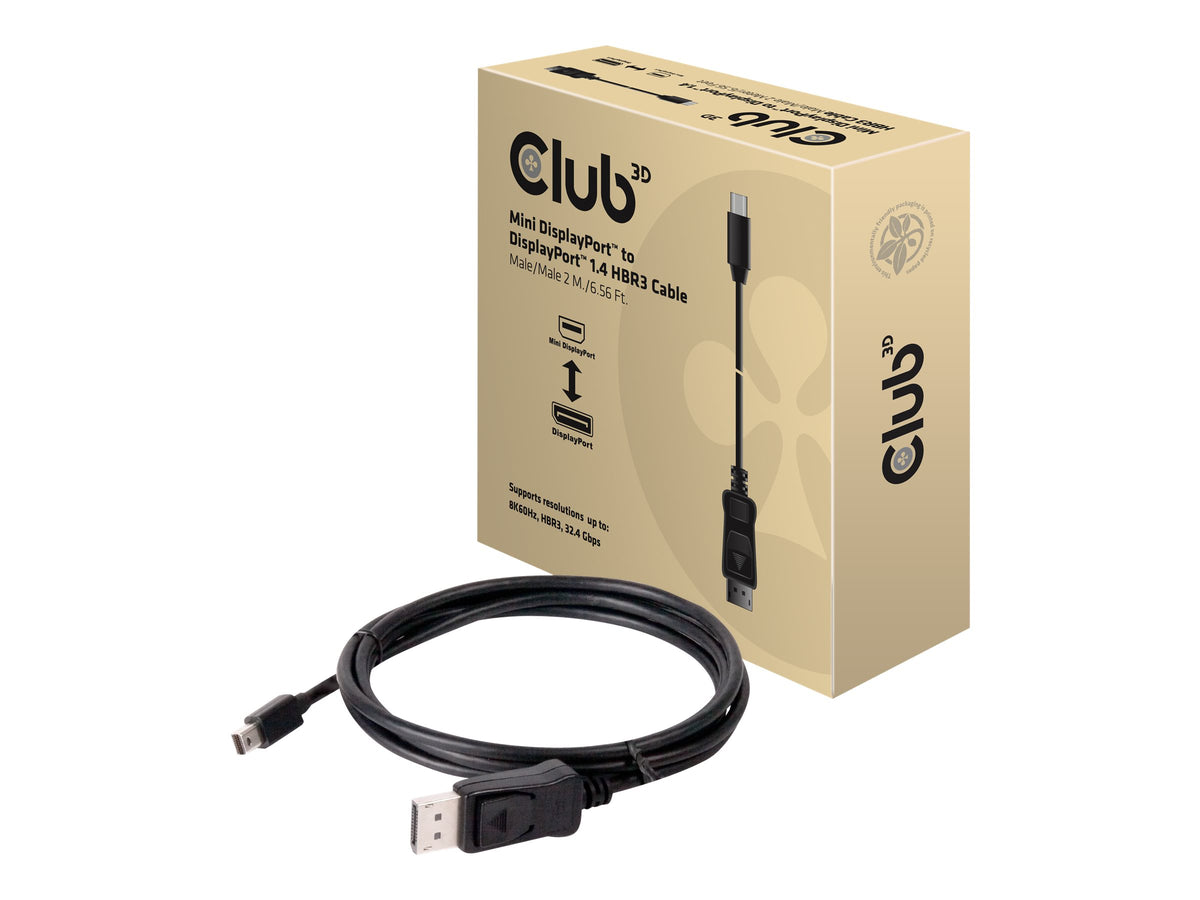 CLUB3D Mini DisplayPort auf DisplayPort 1.4 HBR3 8K60Hz Kabel, 2 Meter, 2 m, Mini Displayport, Displayport, Stecker, Stecker, 7680 x 4320 Pixel