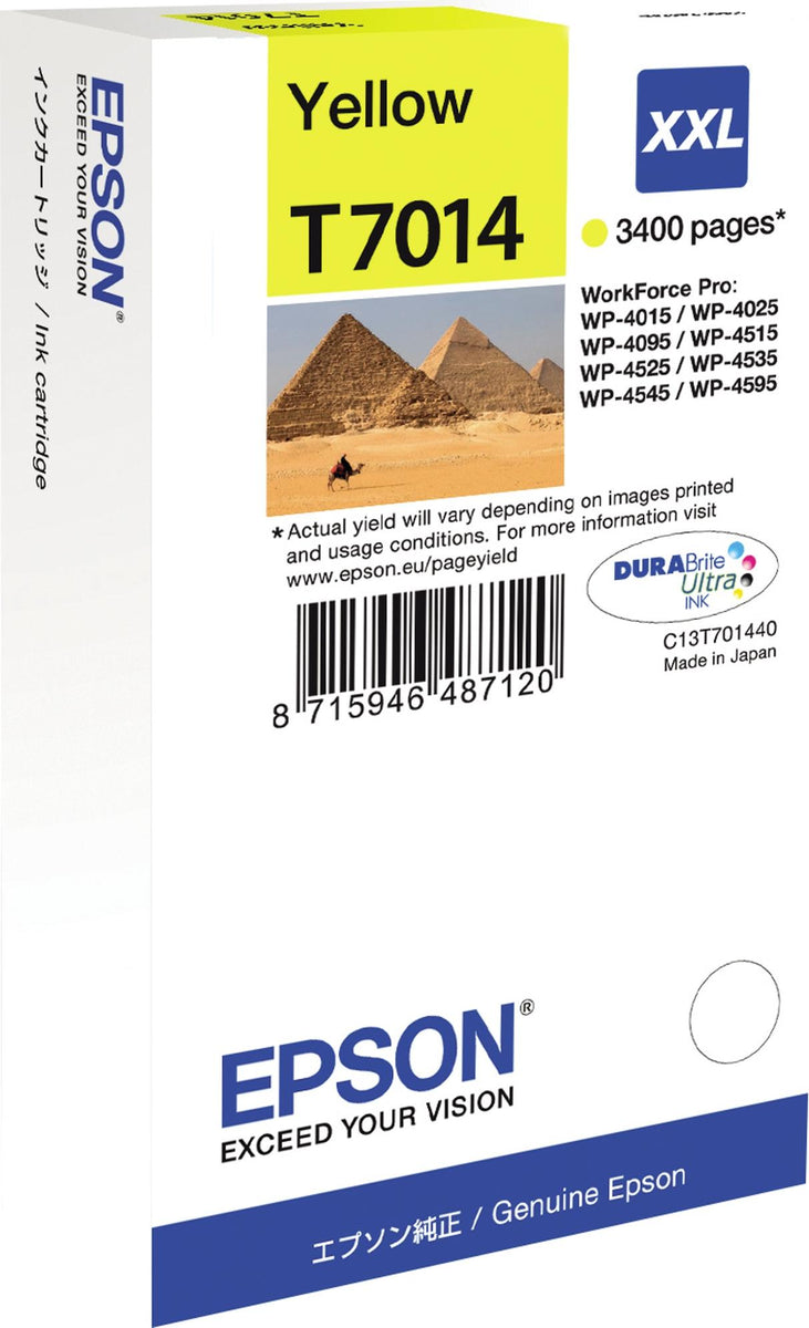 Epson Tintenpatrone XXL Yellow 3.4k, Hohe (XL-) Ausbeute, Gelb, Tinte auf Pigmentbasis, 34,2 ml, 1 Stück(e), Einzelpackung