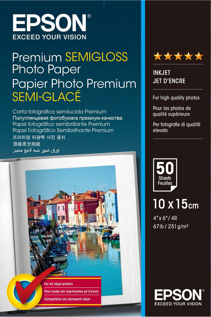 Epson Premium Semigloss Photo Paper, 100 x 150 mm, 251g/m², 100 Blatt, 251 g/m², 1 Stück(e), 115 mm, 163 mm, 32 mm, 495 g