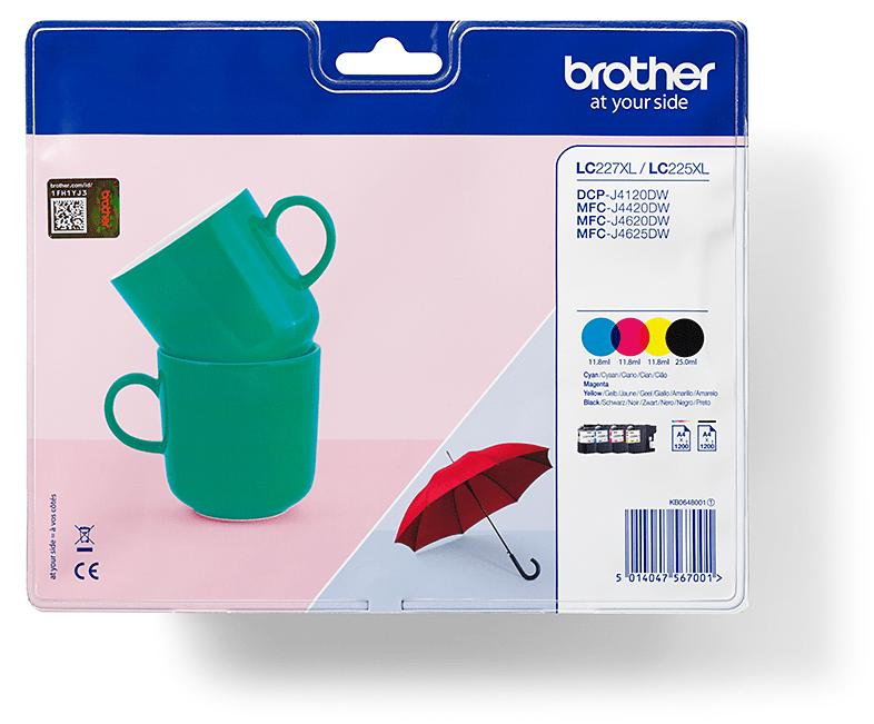 Brother LC-227XLVALBP, Schwarz, Cyan, Magenta, Gelb, 4 Stück(e), 1200 Seiten, 1200 Seiten, Multipack