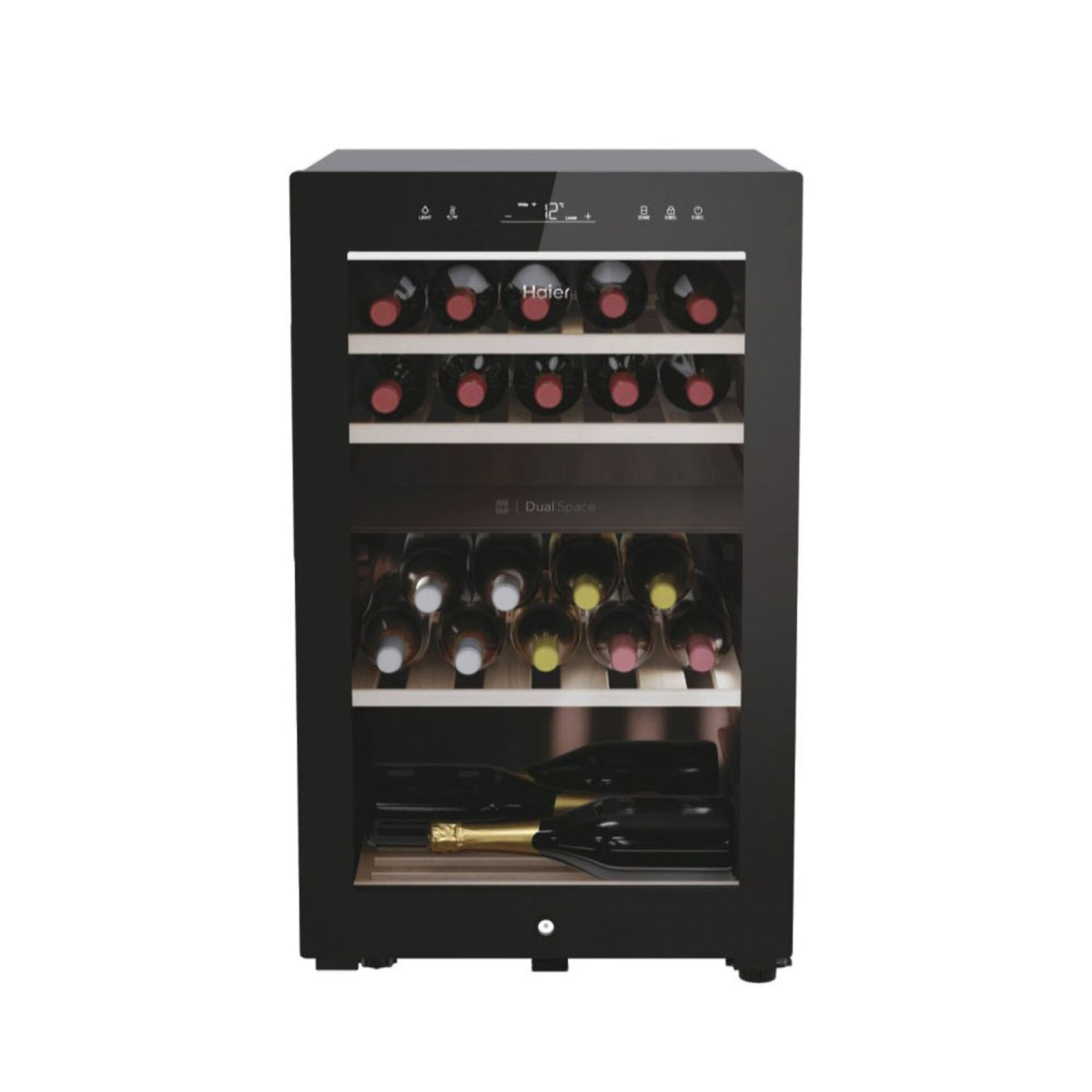 Haier Wine Bank 50 Series 7 HWS42GDAU1, Weinkühler mit Kompressor, Freistehend, 42 Flasche(n), G, Schwarz, Schwarz