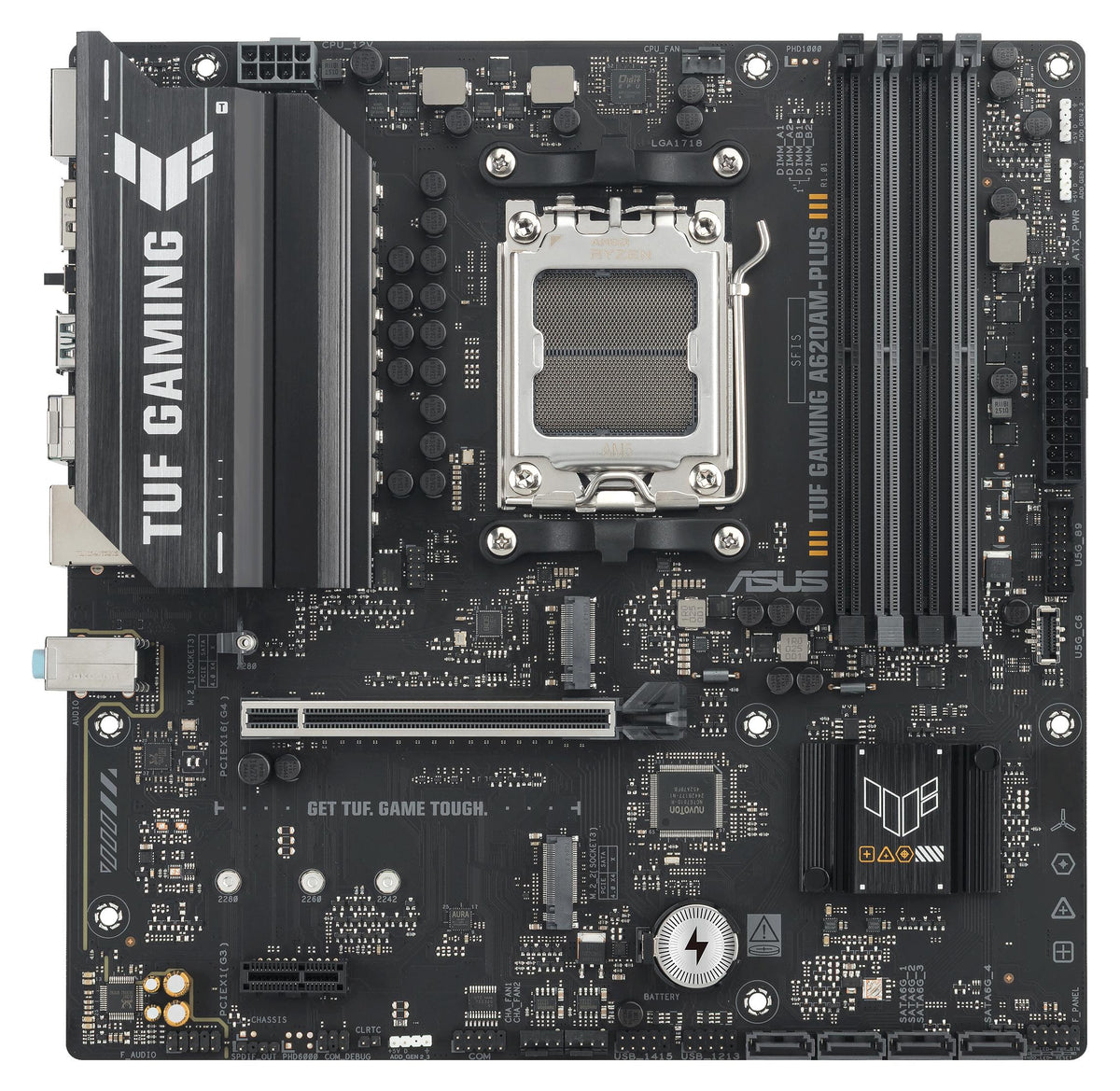 ASUS TUF GAMING A620AM-PLUS, AMD, Sockel AM5, AMD Ryzen 7000 Series, AMD Ryzen 8000 Series, AMD Ryzen 9000 Series, Sockel AM5, DDR5-SDRAM, 256 GB