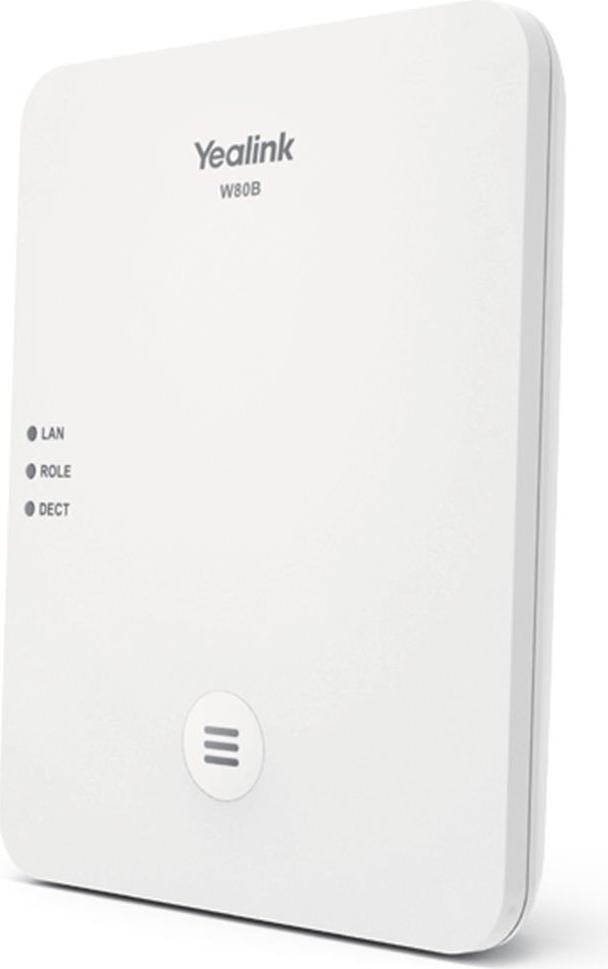 Yealink W80B, 1,8 - 1,9 GHz, 300 m, SNTP/NTP, VLAN, SIP v1, SIP v2, UDP/TCP/TLS, DHCP, HTTPS, SHA-256, SRTP, SSL/TLS, AJB, CNG, G.726, G.729, PLC, VAD, iLBC, Yealink W53H/W56H