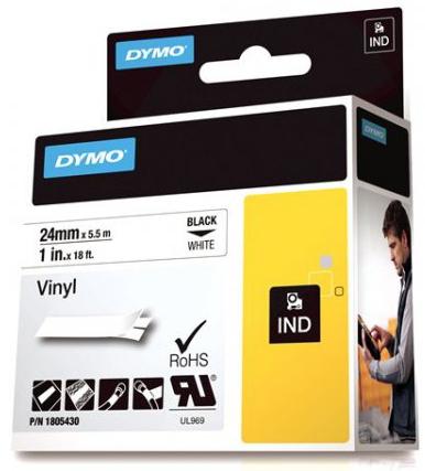 DYMO 1805430 Schriftband Vinyl schwarz/weiß 1 Rolle (24 mm x 5,5 m)