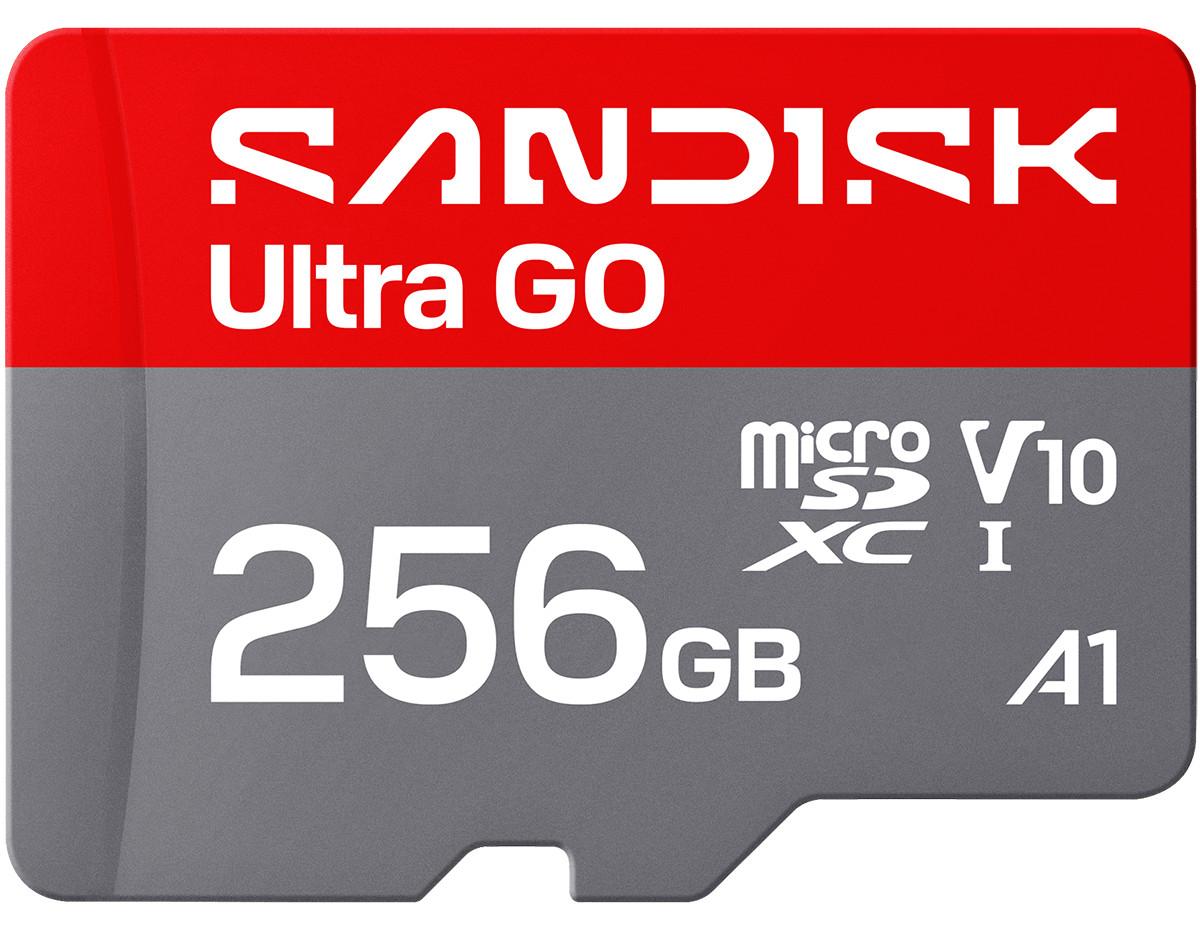 SanDisk Ultra GO, 2 GB, MicroSDXC, UHS-I, 190 MB/s, V10, Grau, Rot