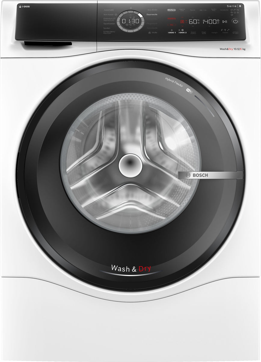 Bosch Serie 8 WNC254A40, Frontlader, Freistehend, Weiß, Links, Schwarz, Berührung