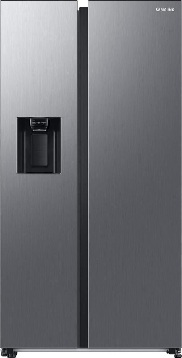 Samsung Side by Side Kühlschrank mit AI Energy Mode und Wassertank, 634 ℓ, Freistehend, Amerikanische Tür, Silber, Gehärtetes Glas, Links/Rechts, 645 l