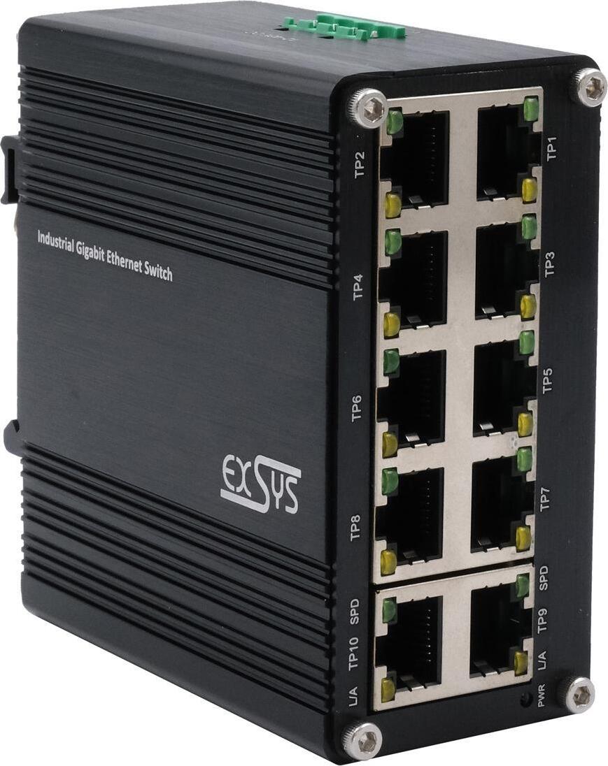 Exsys Switch Industrielles Ethernet 10x10/100/1000Tx 12-48VDC - Switch - 1 Gbps
