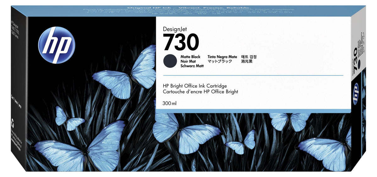 HP 730 DesignJet Druckerpatrone Mattschwarz 300 ml, HP DesignJet T1700 Druckerserie, Thermal Inkjet, Schwarz, P2V71A, Business, Singapur