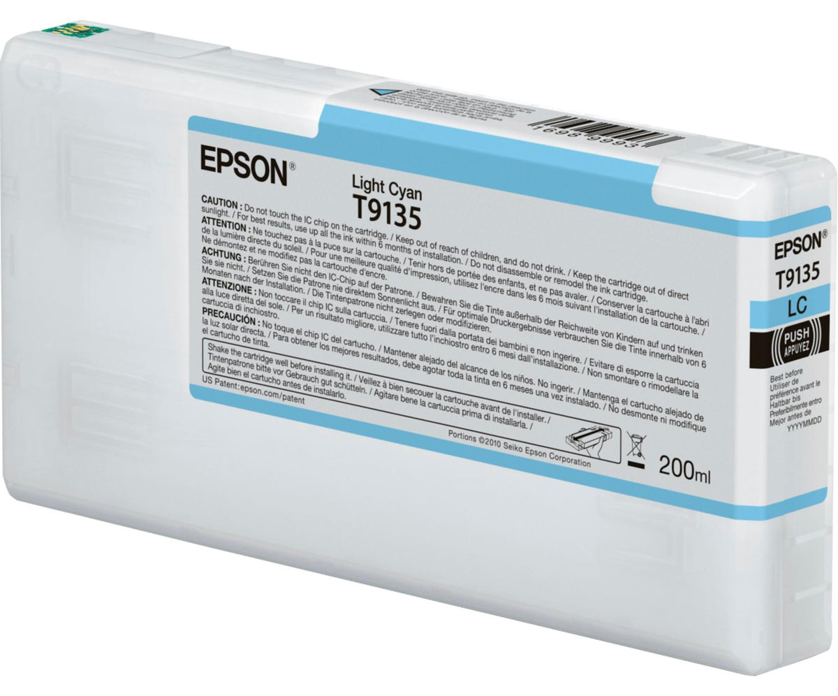 Epson T9135 Light Cyan Ink Cartridge (200ml), Standardertrag, Cyan, Tinte auf Pigmentbasis, 200 ml, 1 Stück(e), Einzelpackung