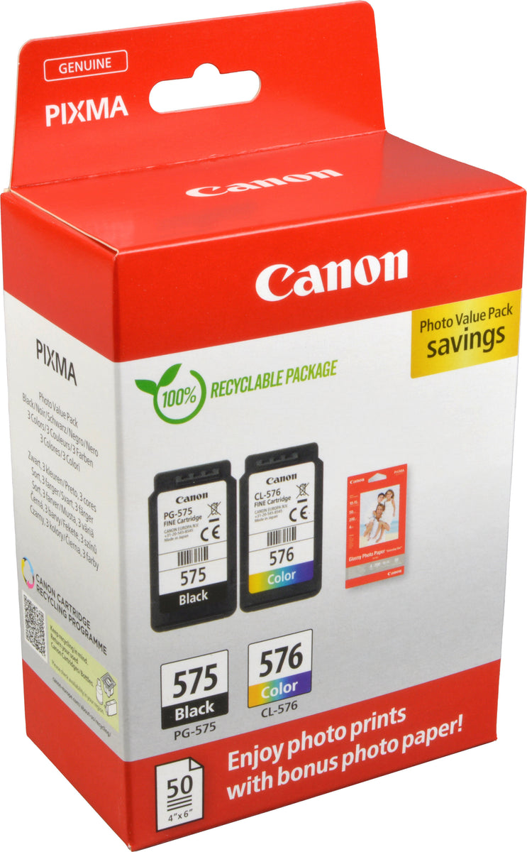 Canon PG-575/CL-576 Photo Value Pack, Schwarz, Cyan, Magenta, Gelb, 2 Stück(e), Value pack