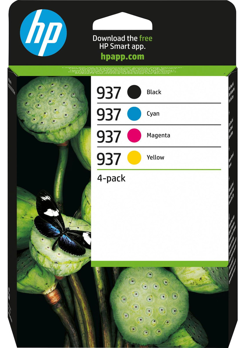 HP 937 4er-Pack CMYK Original Druckerpatrone, Standardertrag, Schwarz, Cyan, Magenta, Gelb, 4 Stück(e), 1250 Seiten, 800 Seiten, Kombi-Packung