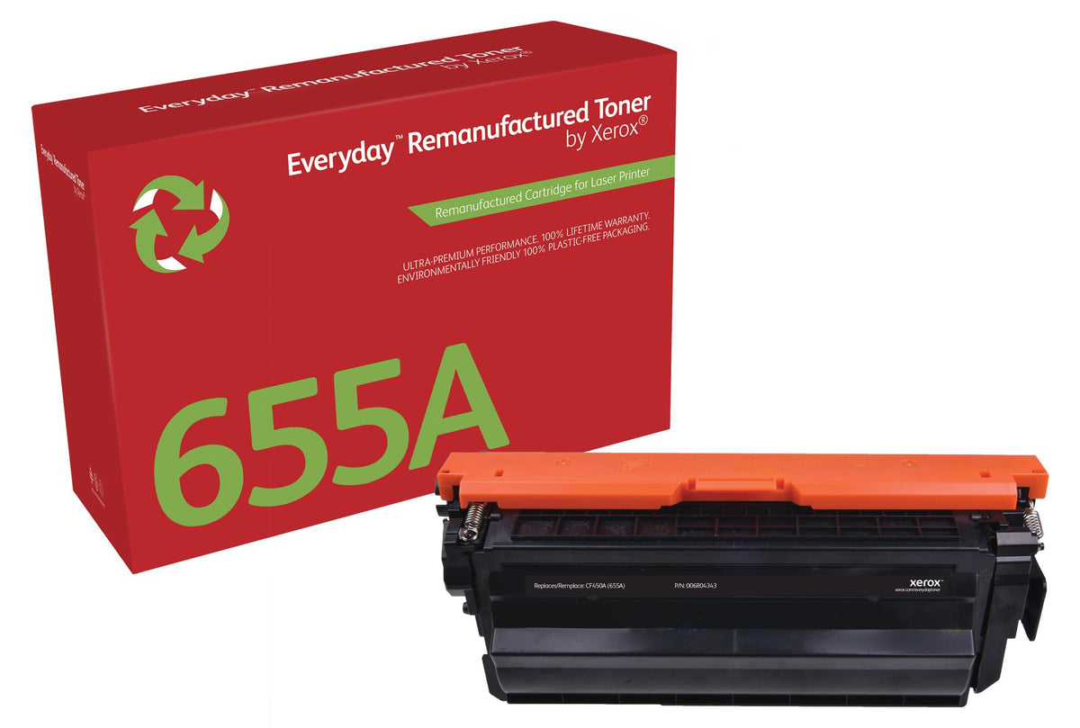 Everyday™ Schwarz wiederaufbereiteter Toner von , kompatibel mit HP 655A (CF450A), Standardkapazität, 12500 Seiten, Schwarz, 1 Stück(e)