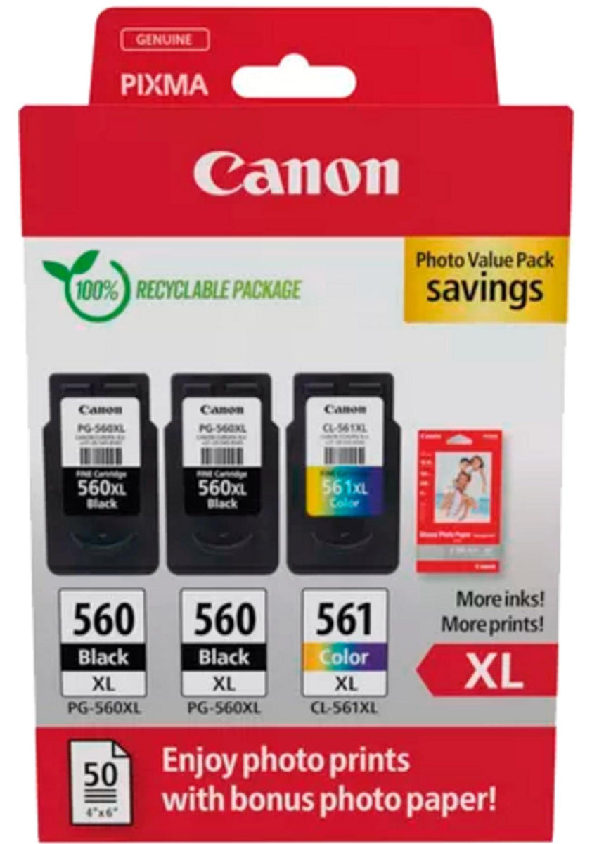 Canon PG-560XL x2/CL-561XL Photo Value Pack - Plus, Hohe (XL-) Ausbeute, Schwarz, Cyan, Magenta, Gelb, 3 Stück(e), Foto-Wertpaket