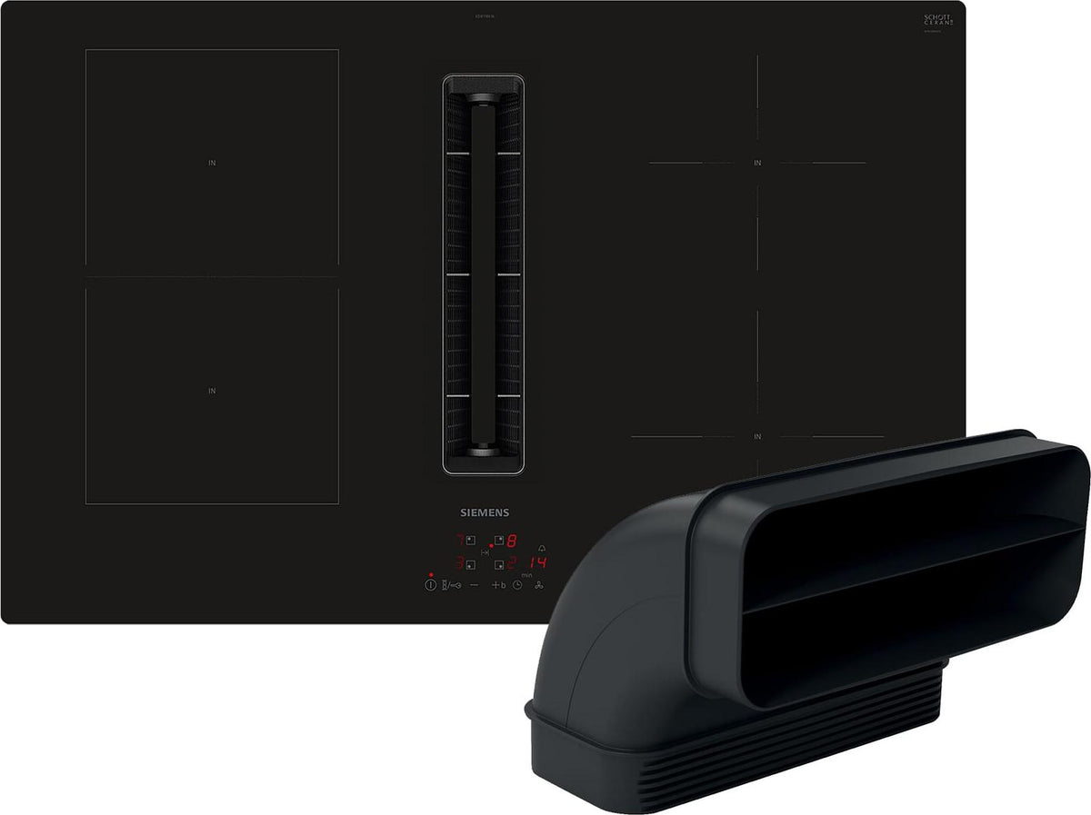 Siemens ED811BS16E + HZ9VDSB2, Schwarz, Integriert, 80.2 cm, Zonen-Induktionskochfeld, Glaskeramik, 4 Zone(n)