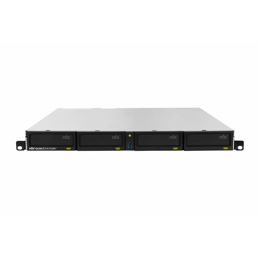 Overland-Tandberg O-T RDX QuikStation 4 RM, 4-Bay, 4x 1Gb Ethernet, Wechselplatten Array, 1U rackmount, Speicher-Array, RDX-Kartusche, RDX, Schwarz, FCC Class B, CE, RCM, VCCI, KCC Class A, CAN ICES-3 (B)/NMB-3(B), 20 TB