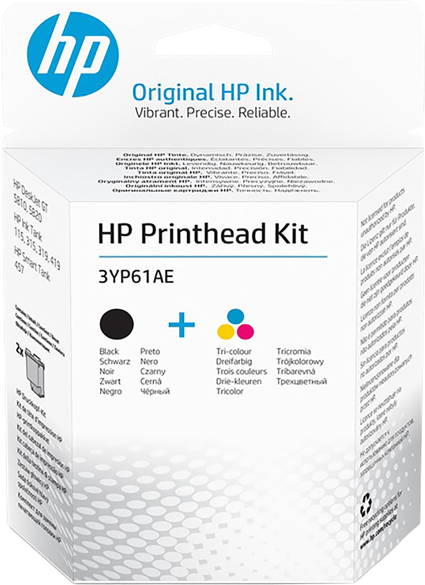 HP 3YP61AE GT Druckkopf-Kit, Schwarz, Cyan/Magenta/Gelb, Schwarz, Cyan, Magenta, Gelb, Tinte auf Pigmentbasis, Tinte auf Farbstoffbasis, 2 Stück(e)