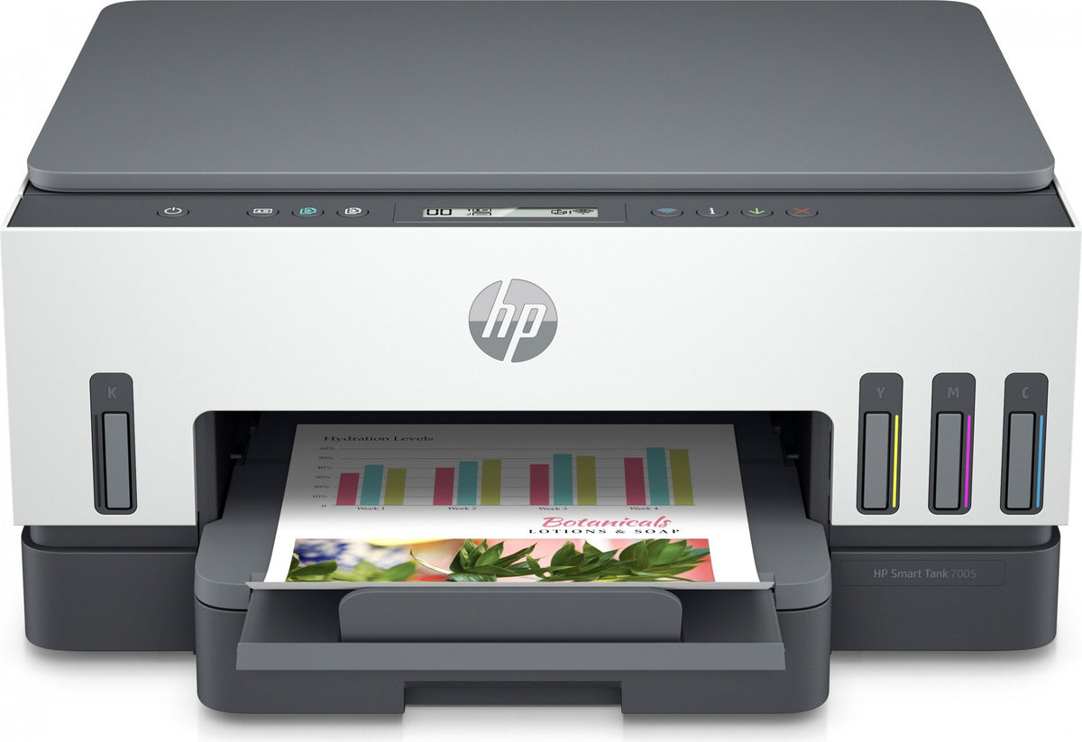 HP Smart Tank 7005 Wireless All-in-One Farbe Drucker, Beidseitiger Druck; Kopierer, Scanner, Thermal Inkjet, Farbdruck, 4800 x 1200 DPI, A4, Direktdruck, Weiß, Grau
