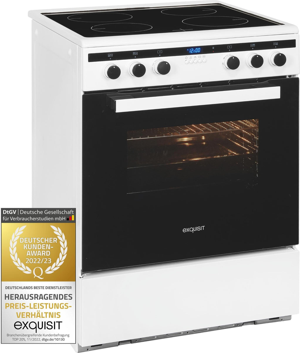 Exquisit EHI 60-3.1 Elektro-Standherd | Induktions-Kochfeld | Ober- / Unterhitze | Grill | Umluft | Multifunktionsbackofen | Weiß