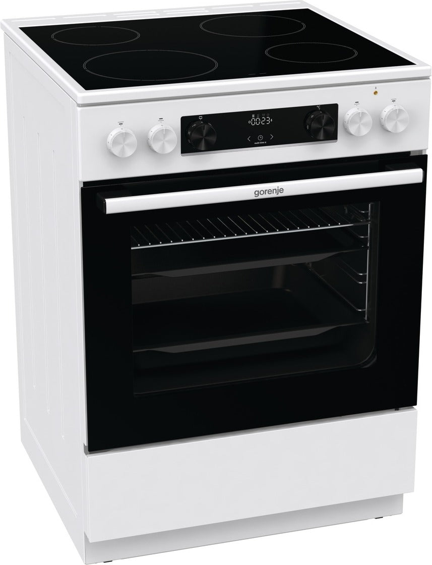 Gorenje GEC6C 40 WD Elektro-Standherd - Freistehend - Weiß - Glaskeramik-Kochfeld - 60cm - 71 Liter - Schnellaufheizung - PerfectGrill - Pizzamodus - AquaClean - FrozenBake