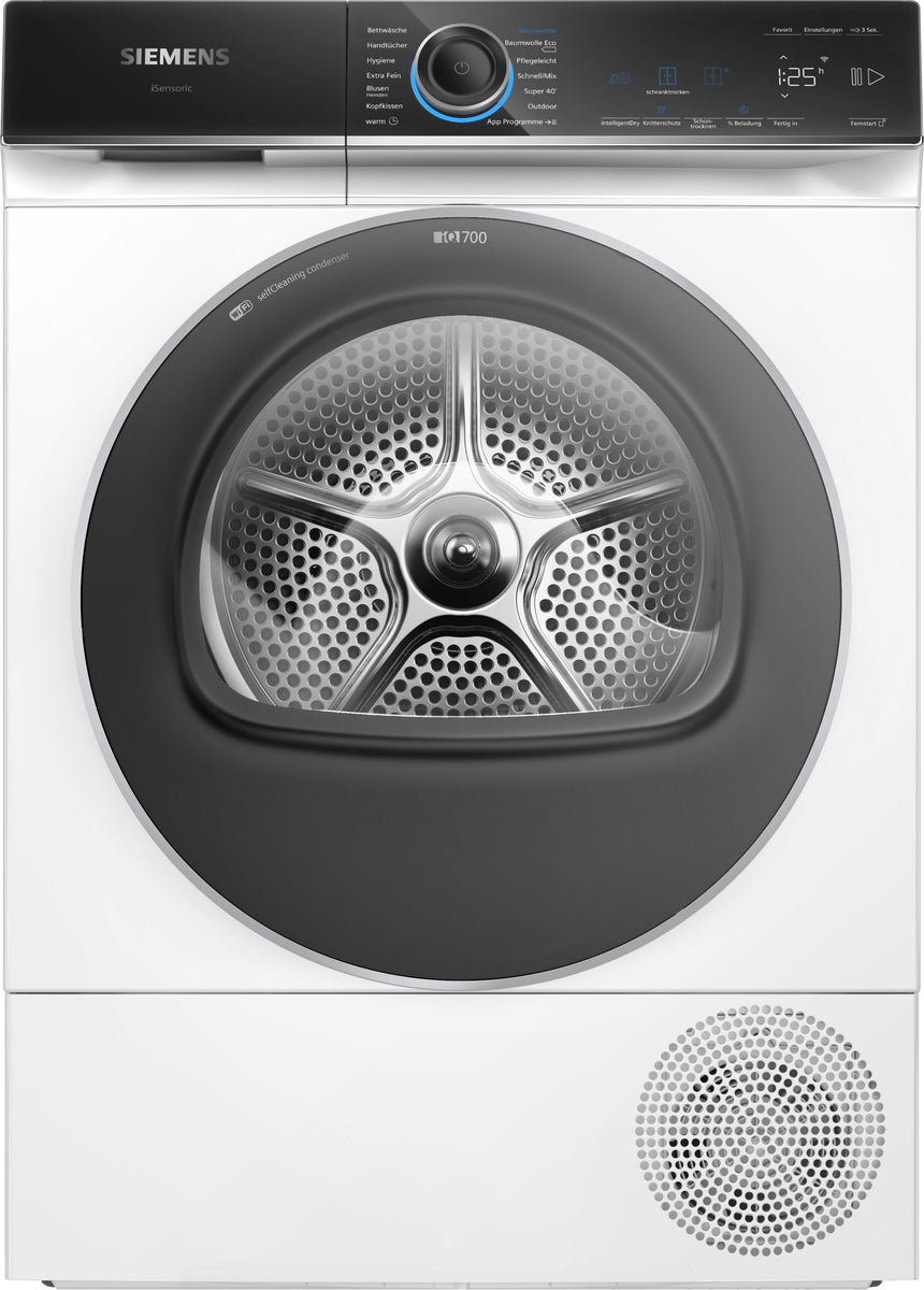 Siemens iQ700 WQ45B2B40, Freistehend, Frontlader, Wärmepumpe, Weiß, Drehregler, Berührung, Rechts