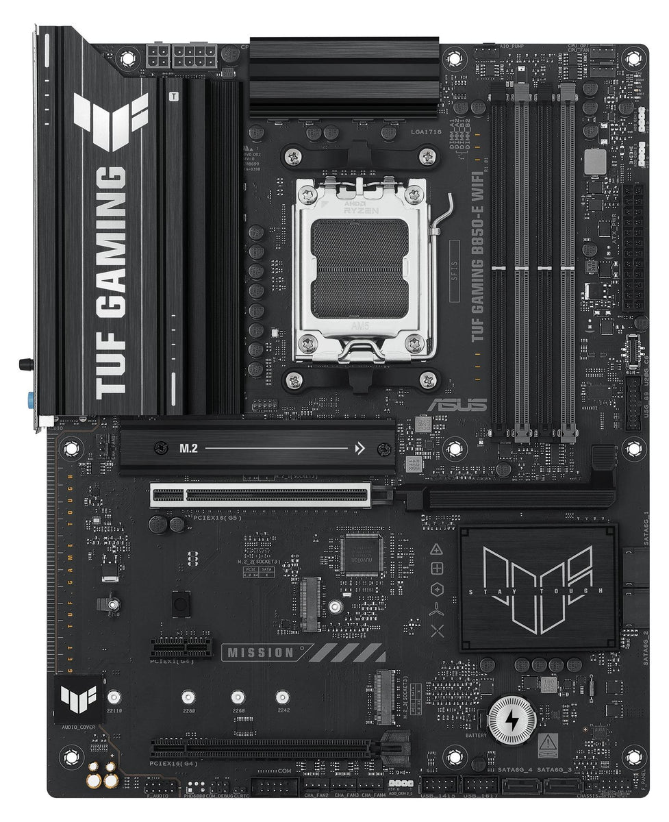 ASUS TUF GAMING B850-E WIFI, AMD, Sockel AM5, AMD Ryzen 7000 Series, AMD Ryzen 8000 Series, AMD Ryzen 9000 Series, DDR5-SDRAM, 256 GB, DIMM