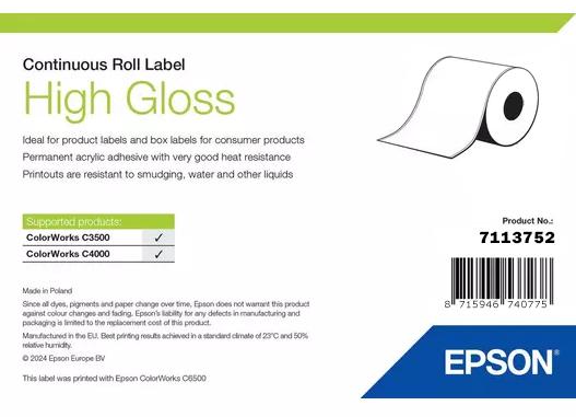 Epson High Gloss Label, Selbstklebendes Druckeretikett, Etikettenrolle, Rolle, Tintenstrahl, Acryl, Permanent