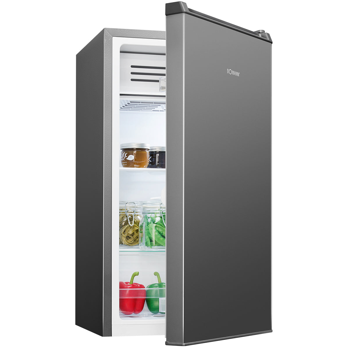 Bomann Kühlschrank klein mit Gefrierfach | Kühlschrank mit Frostfach | 83L | Temperaturbereich 0°C +8°C | 2 Ablagen & 3 Türablagen | KS 7257 grau