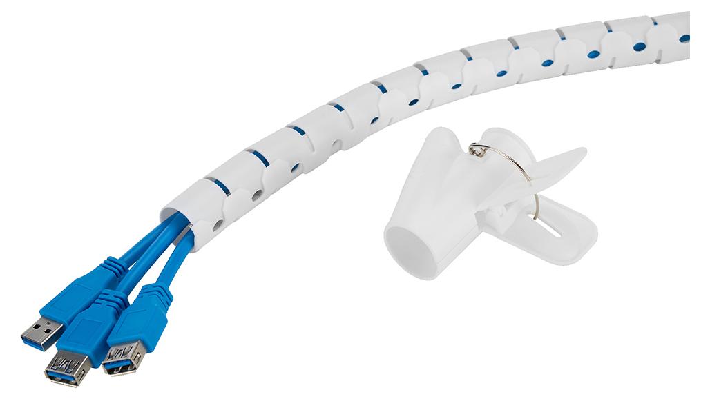 Neomounts ADS06-142WH Kabelspirale - für 1-5 Kabel - universal, Kabelmuffe, Tisch/Bank, Kunststoff, Weiß