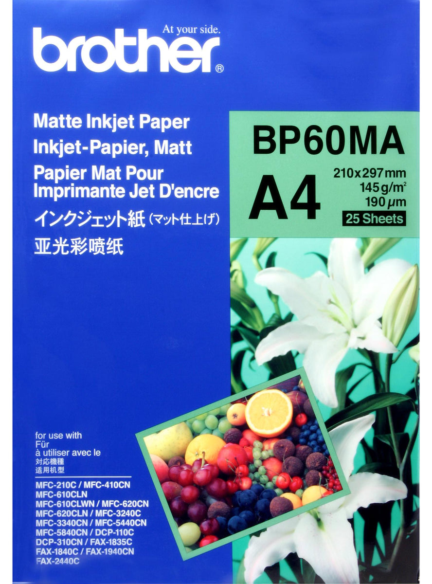 Brother BP-60MA, Tintenstrahldrucker, A4 (210x297 mm), Matte, 25 Blätter, 145 g/m², Weiß