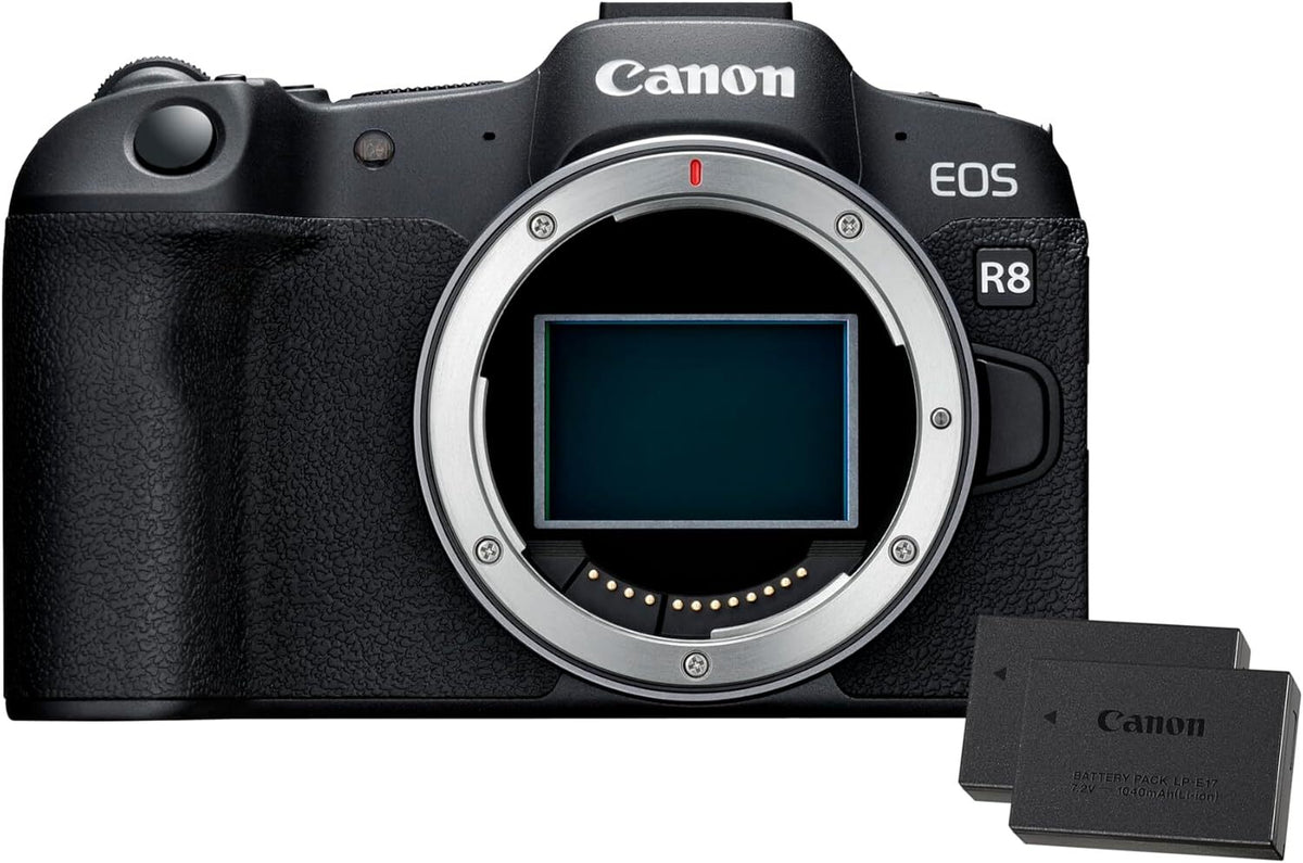 Canon EOS R8 Systemkamera Spiegellose Vollformat Kamera Digitalkamera, 4k Videokamera, 2X Batterien