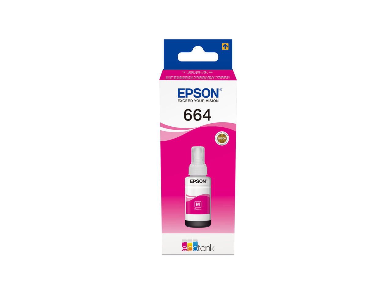 Epson 664 EcoTank-Tintenflasche in Magenta, Magenta, Epson, EcoTank L555 EcoTank L355 EcoTank ET-4550 EcoTank ET-4500 EcoTank ET-3600 EcoTank ET-2650 EcoTank..., 70 ml, Grau, 70 ml