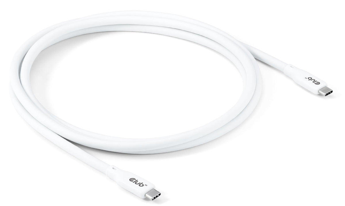 CLUB3D USB C kabel Weiß, 2 m, USB C, USB C, USB4 Gen 2x2, 20 Gbit/s, Weiß