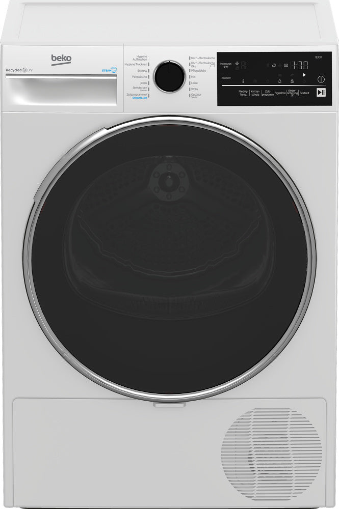 Beko B3T42240S, Freistehend, Frontlader, Wärmepumpe, Weiß, Drehregler, Berührung, Rechts