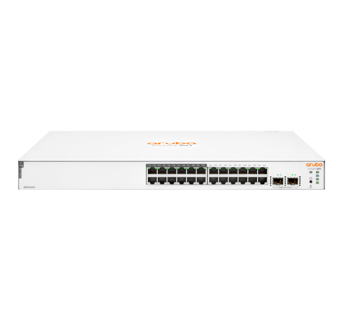 HPE Aruba Networking Networking Instant On Switch 24p Gigabit CL4 PoE 2p SFP 195W 1830, Managed, L2, Gigabit Ethernet (10/100/1000), Power over Ethernet (PoE), Rack-Einbau, 1U