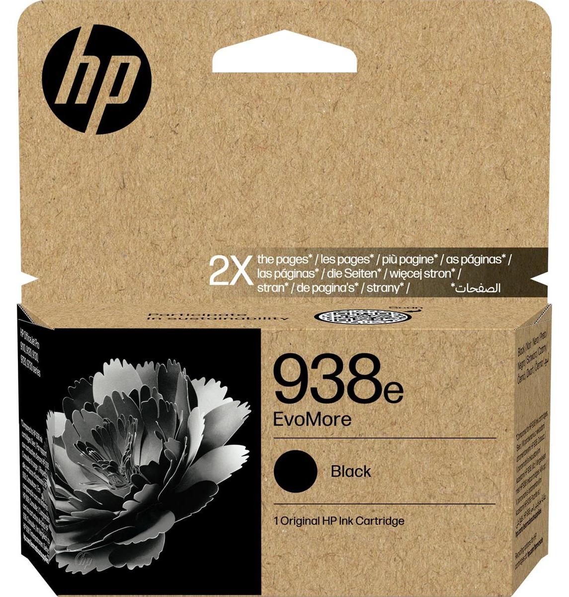 HP 938e EvoMore Schwarz Original Druckerpatrone, Hohe (XL-) Ausbeute, Schwarz, 1 Stück(e), 2500 Seiten, Einzelpackung