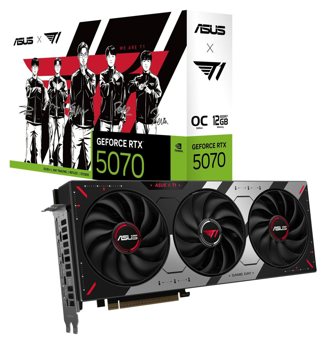 ASUS T1-RTX5070-O12G-GAMING, GeForce RTX 5070, 12 GB, GDDR7, 192 Bit, 7680 x 4320 Pixel, PCI Express 5.0