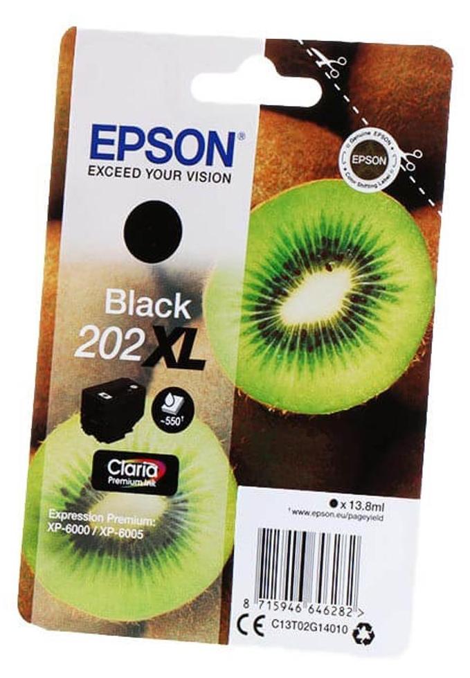 Epson Kiwi Singlepack Black 202XL Claria Premium Ink, High (L) Yield, Schwarz, Tinte auf Pigmentbasis, 13,8 ml, 1 Stück(e), 550 Seiten