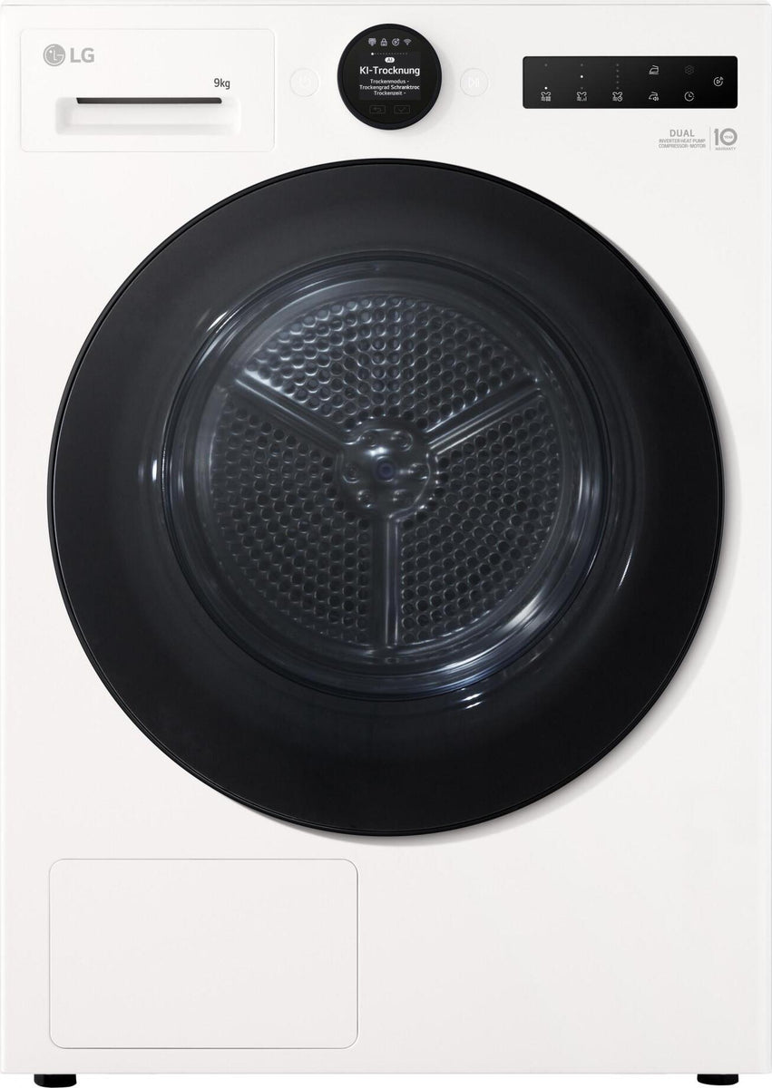 LG RT90X8C, Freistehend, Frontlader, Wärmepumpe, Weiß, Drehregler, Berührung, Links