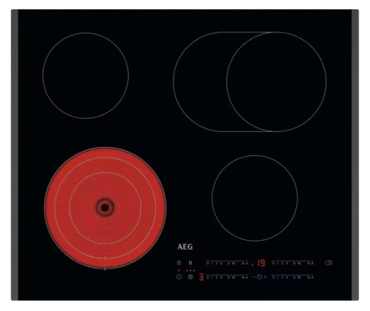 AEG TO64RA07FB, Schwarz, Integriert, 60 cm, Keramik, Glaskeramik, 4 Zone(n)