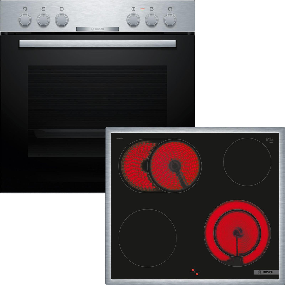 Bosch HND211CS63 (HEA510BS3+NKN645GA2E), Keramik, 4 Zone(n), Glaskeramik, Schwarz, Touchsteuerung, 58,3 cm