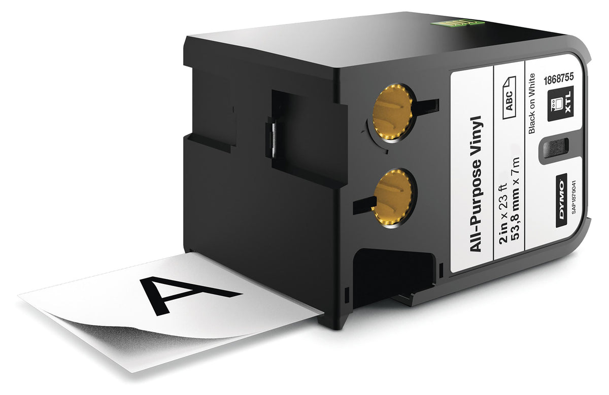 DYMO XTL Allzweck-Vinyletikett | 54 mm x 7 m | Schwarz auf Weiß, Schwarz auf weiss, Schwarz, Wärmeübertragung, Vinyl, Belgien, -40 - 60 °C
