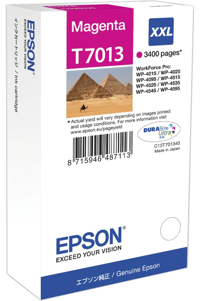 Epson Tintenpatrone XXL Magenta 3.4k, Hohe (XL-) Ausbeute, Magenta, Tinte auf Pigmentbasis, 34,2 ml, 1 Stück(e), Einzelpackung