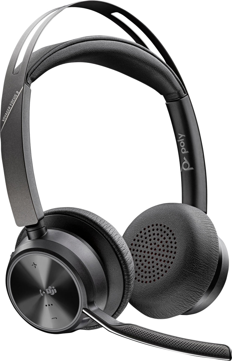 HP Poly Voyager Focus 2 USB-C-C-Headset, für Microsoft Teams , + USB-C/A-Adapter, Kabellos, Büro/Callcenter, 175 g, Kopfhörer, Schwarz