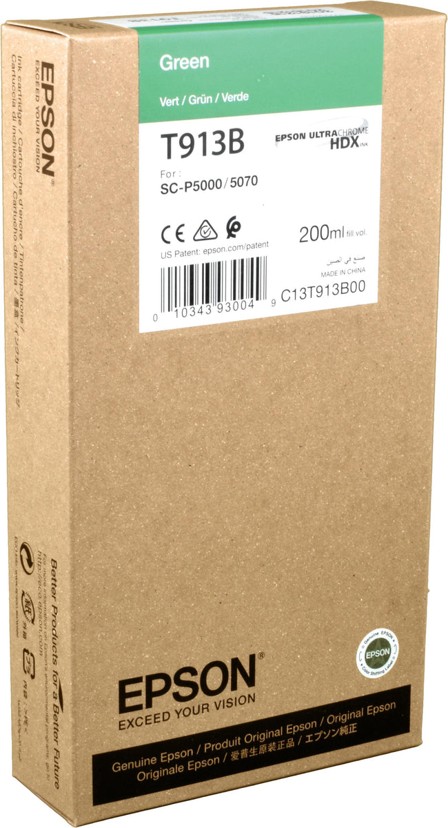 Epson T913B Green Ink Cartridge (200ml), Standardertrag, Grün, Tinte auf Pigmentbasis, 200 ml, 1 Stück(e), Einzelpackung